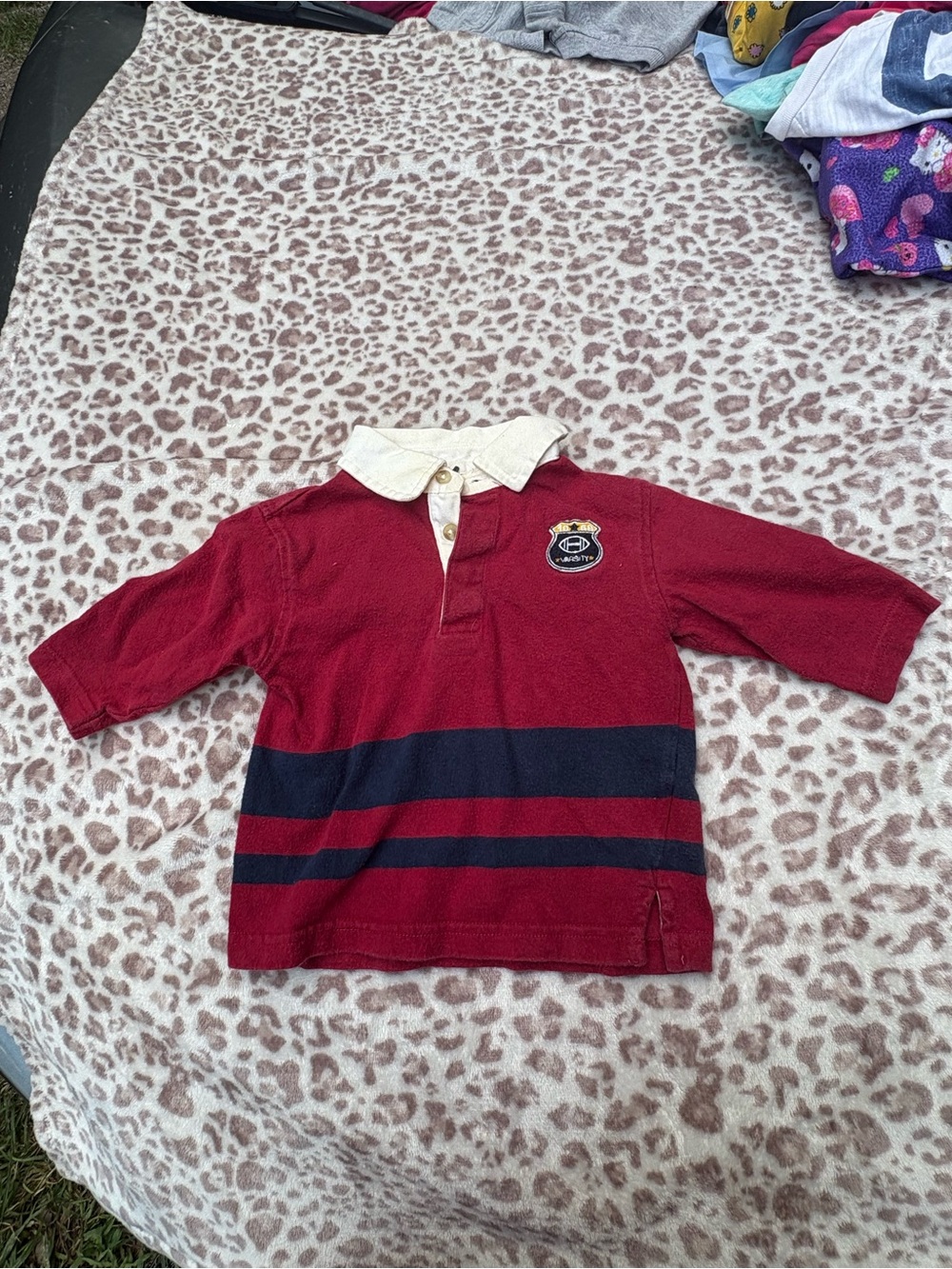 Vintage Kids Long Sleeve Football Shirt with Contrast Collar Size 12M